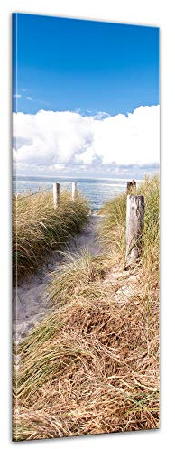 Bilderdepot24 Wandbild - Strandweg - Ostsee 30x90 cm einteilig Hochformat - Wandbild Bild auf Leinwand - Urlaub Sonne Meer