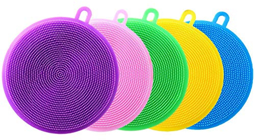 BYFRI 5pcs Schwamm Reinigungs Spültechnik Silikon Scrubber Küche Schwämme Antibakteriell Werkzeug Sicherem Insanely Dense (zufälliger Farbe)