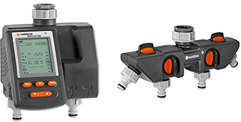 Gardena Programmateur d'Arrosage Multicontrol Duo : Commande Automatique de l'Arrosage & Distributeur 4 Voies de Gardena : Possibilité de Raccorder jusqu'à 4 Appareils au Robinet