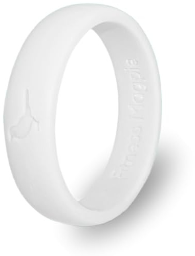 Comfortable Womens Silicone Ring, Modern Wedding Rings for Women, Hypoallergenic, Breathable, Non-Toxic, Flexible & Safe for Your Fingers, Outdoor Activities, Sports, Extreme Adventures. White.