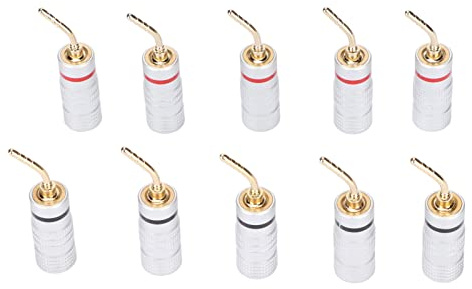 10er-Pack Bananenstecker Lautsprecherkabelverbinder, 24K vergoldet | 2mm Stiftadapter Heimkino Feder Lautsprecherklemme AV Receiver Verstärker Soundsystem