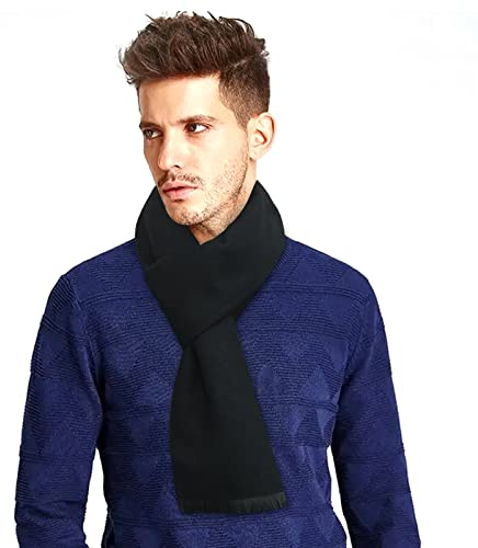 Gukasxi Men's Scarf - Warm Soft Fashion Cashmere Feel Gentleman Classic Scarves Autumn Winter Thick Men's Neck Warm Scarf (Black)