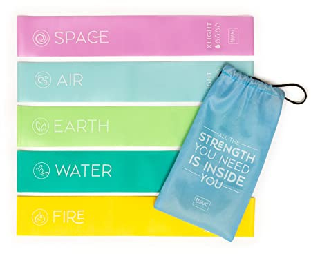 Legami - Set di 5 Elastici Fitness, 5 Livelli di Resistenza, Manuale con Istruzioni per gli Esercizi e Custodia inclusi, 30x5 cm