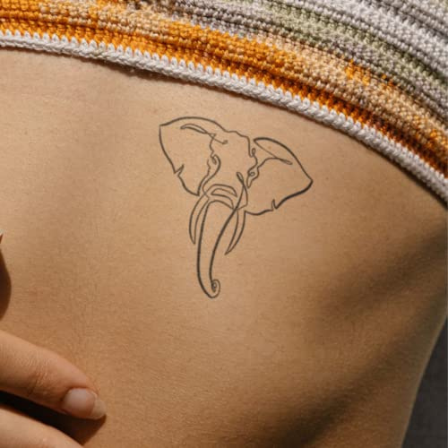 MyJagua Tattoo • 1line Elephant | 1-2 Wochen Tattoo | Auf Pflanzenbasis | Hautverträglich | Wasserfest | Neue Tattoo Technologie | Kein Klebe Tattoo