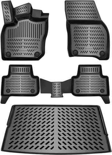 ELMASLINE 3D Tappetini Gomma e Vasca Baule per VW TIGUAN 3 (2023-2026) Plataforma de Carga Superior (Ajustable) | Tappetini Auto | Vasca per il bagagliaio | Accessori Auto