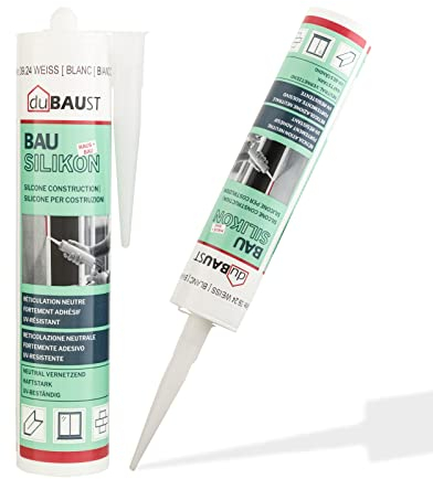 dubaust BAS24 Silicone Sigillante Neutro per edilizia silicone per finestre silicone neutro per interni/esterni resistente alle intemperie altamente elastico cartuccia da 310ml (nero)