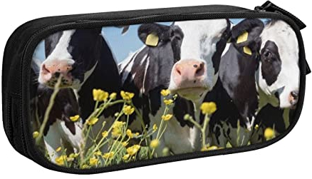 BAAROO Schwarze weiße Kühe großes Federmäppchen mit 2 Fächern Federmäppchen Federmappe Federmäppchen Tasche Organizer für Mädchen Jungen Studenten, farbe, 5.0cm*10.5cm*20.5cm, federmäppchen
