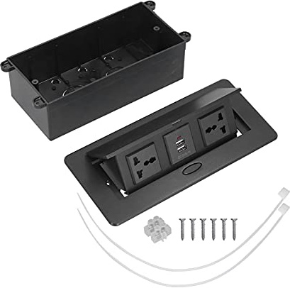 Pop Up Electrical Outlet Cover Box, 2 Sockets Power Plugs and 2 USB, Floor Sockets Table Waterproof IP40, Recessed Power Socket for Office Conference Desk Restaurant Kitchen Cafe, 250V,13A