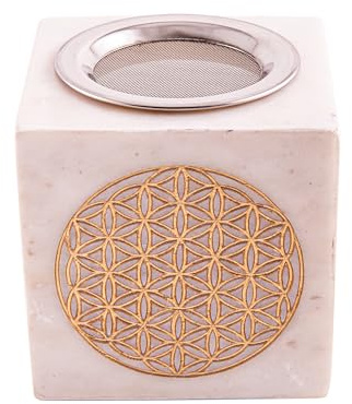 NKlaus 15813 Lampe aromatique 2 en 1 avec tamis carré en marbre 10 x 9 cm