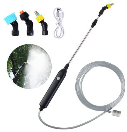 XPJBKC Electric Garden Sprayer, 3.7V Battery Powered Sprayer with Telescopic Wand, Portable Electric Weed sprayer with 5M Hose & 3 Nozzles, for Garden Lawn Weeds