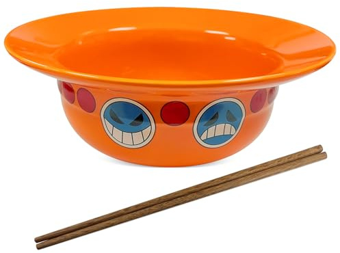 One Piece Bowl, Ace Ramen Anime Cuenco con Palillos para Sombrero de Paja Ramen, Regalo