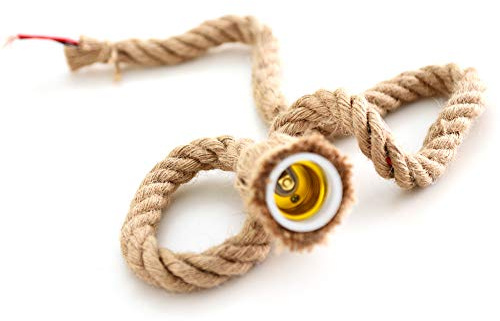 Demiawaking E27 Lampenfassung mit Kabel, Vintage-Hanf, für E27 Glühbirne, Hängelampe, Pendelleuchte, Deko (1 Kopf, 1m)