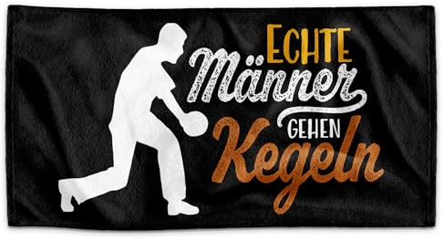Print Royal PR Handtuch für Sportler mit Spruch - Echte Männer gehen Kegeln - Geschenk Sportler, Geschenk für Kegler, Kegeln | Handtuch Geschenke für Männer, 140 x 70