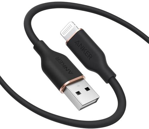 Anker Flow Cable, USB A to Lightning Cable, Durable Charging Cord for iPhone 14/13/12/ iPad Air/Mini/Pro Cable, iPod Nano, AirPods, and More (Cord Organizer Included) (6FT, USB 2.0)