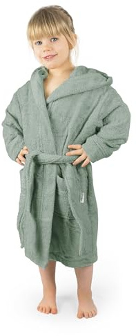 Ehrenkind® Bademantel Kinder mit Kapuze 100% Bio-Baumwolle | Kinderbademantel | Junge Mädchen | Größe 98/104 Jade