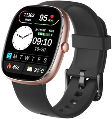 HUAKUA Smartwatch Uomo Donna Risposta Chiamate Orologio Contapassi da Polso Cardiofrequenzimetro Saturimetro Orologio Fitness Sportivo Impermeabile IP68 Notiche WhatsAPP Smart Watch per Andorid iOS