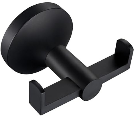 APLusee Doppelter Handtuchhaken Mattschwarz, 304 Edelstahl Badezimmer Bademantelhaken, Handtuchhalter Kleiderhaken Wandmontage