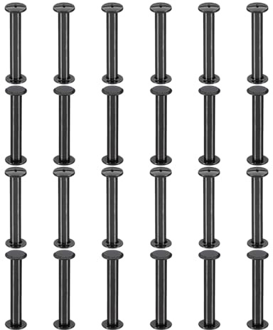 PATIKIL 24 Ensembles de vis Chicago, 35mm l Vis Chicago Phillips Vis à Reliure Boulons Rivets en Cuir Connecteurs pour Ceinture en Cuir Albums Photo Scrapbook, Noir