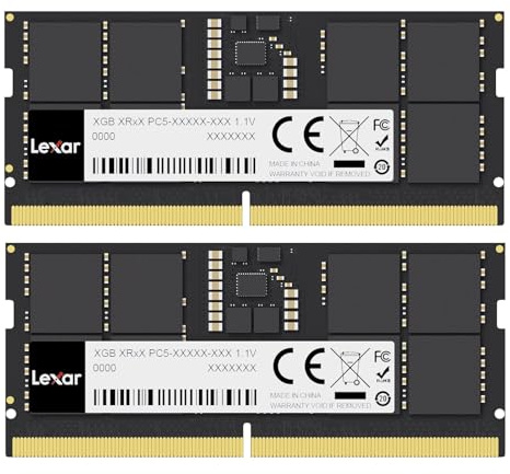Lexar SODIMM 16GB Kit (2x8GB) DDR5 RAM 5600MHz, 262-Pin SODIMM Laptop-RAM, Hochleistungs Gaming DRAM SO-DIMM für Laptop-Speicher/All-in-One Intel NUC Mini-PC, 1,1 V, CL46-45-45-90
