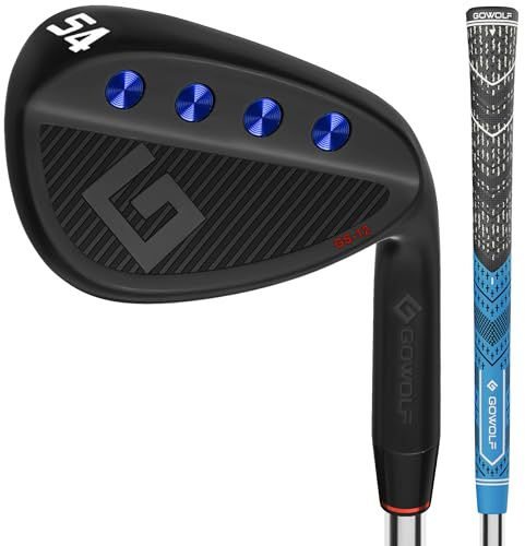 Gowolf 54 Degree Wedge Right Hand - Premium Forged Full Face Golf Wedges for Men, Golf Gap Wedges Sand Wedge Lob Wedge, Golf Clubs CNC Milled Face for More Spin - Great Golf Gifts (Black 54 Degree)