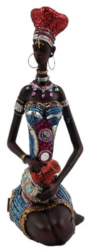 Fuwraixis Estatuas de Arte Africano, Escultura Tribal Femenina Creativa, Artesanía Vintage en Resina, Decoraciones para el Hogar/Oficina, Colección Regalos Decorativos