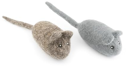 Fellefant Filzspielzeug für Katzen – Handgefertigte Filzmäuse „Finn & Lilli“ im 2er Set – 100% natürliche Wolle – Robust & langlebig – Ideal für Jagdspiel & Beschäftigung – Katzenspielzeug