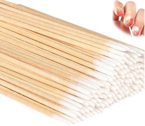 Cotton Swab,200 Pcs Cotton Buds,Cotton Tipped Applicator,Cotton Swabs Wood Sticks for Eyebrow Tattoo Beauty Make-up Color Nail Seam Dedicated Dirty Picking Sticks,Nail Seam Dedicated Dirty Picking