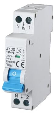 gloca Interruttore Magnetotermico Automatico 1P+N 220V 6KA 1 Modulo DIN (10 Ampere, 1)