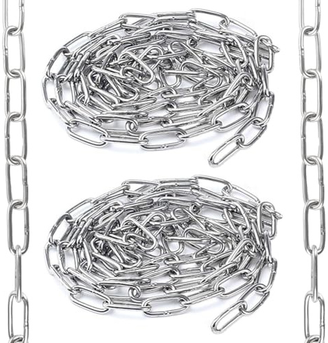 2 Piezas M4 Cadena de Acero Inoxidable 304 Cadena Soldados de Acero 2M * 4mm para Conectar y Colgar Cadenas