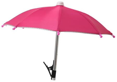 LeeQinersw Phone Umbrella Shade Clip on Umbrella Smartphone Accessory Sun Anti Glare for Motorbike Camping Holiday Bike Travel, Rose Red