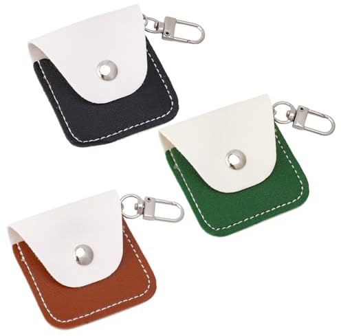 CALFOVERA Porte Bague en Cuir PU 3 Couleurs Porte Clés Pochette de Rangement pour Bijoux Étui Portable Vintage pour Bague de Mariage Porte Clés pour Médiators de Guitare Cadeau pour Femmes et Hommes