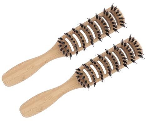 Depisuta Peine de Peinado, Cepillo para el Cabello de bambú con Cabello Animal de Imitación para Hombres y Mujeres, 9 Filas Cepillo para el Profesional para Preparación Diaria