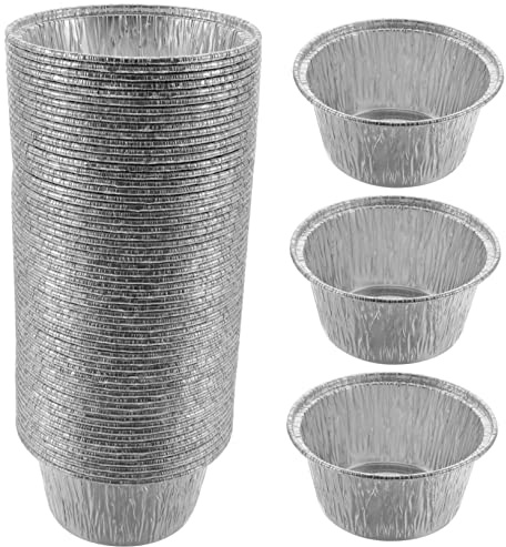 UTHCLO Pirottini Monouso in Alluminio Per Budino e Dessert, Mini Tazze in Carta Stagnola Compatte Resistenti Al Forno, Set Da 100 Pezzi Per Cucina Domestica, Pasticceria e Ristorazione
