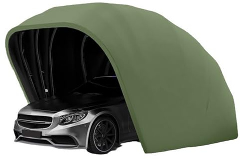 Garaje Verde De Acero Inoxidable, 5,5 X 2,5 X 2,3 M (18 X 8,2 X 7,5 Pies), Parasol Retráctil Y Plegable For Coche, Refugio Semiautomático Duradero, Garaje Móvil Plegable, Apto For Todo Tipo De Clima.