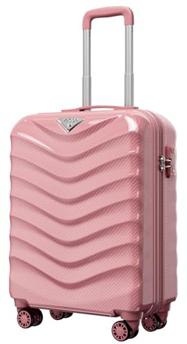 ABISTAB Hartschalen Handgepäck Koffer 55×40×20 cm erweiterbar, leicht Koffer & Trolleys, Reisekoffer klein mit 4 Rollen, Rosa