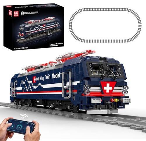 Mould King 12045 Elektrische Lokomotive Modell Klemmbausteine Bausatz Kit, MOC 3072+ Zug Bausteine Set mit APP und Fernbedienung, Sammelsschenk für Zug Liebhaber/Erwachsene/Jugendliche14+