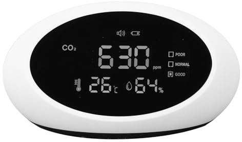 Fafeicy Detector de CO2, Medidor Portátil de Calidad del Aire 3 en 1 con Monitoreo en Tiempo Real, Termómetro Higrómetro de CO2 de Alta Precisión para Uso en Interiores, Oficinas en el Hogar y Aulas