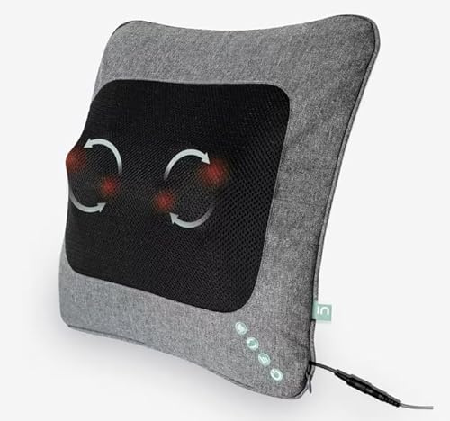 Coussin massant et chauffant - Massage dos nuque cuisses mollets ou pieds - 8 têtes rotatives - 3 vitesses - 2 sens de rotation - Mode chauffant 50°- dimensions 45 x 45 cm