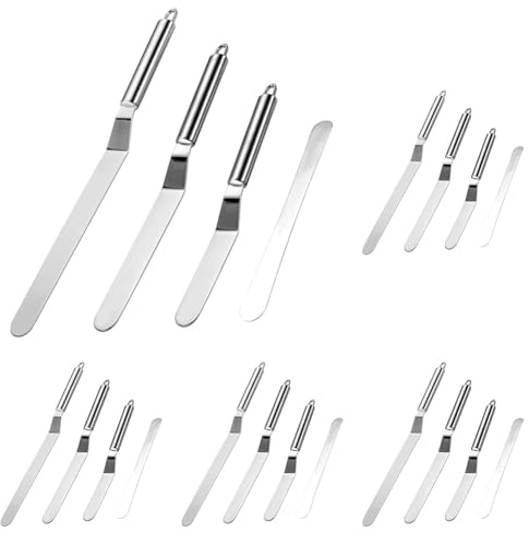 Vinabo Lot de 20 Spatules de Cuisine, Spatules à Glaçage Coudées en Acier Inoxydable, Spatule Sucrée Pour Glaçage de Gâteaux, Cupcakes et Gâteaux, Chef Décorant Des Gâteaux Spatule Pour Glaçage