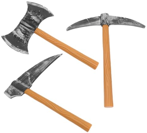 ROMISBABA 3 Piezas de Accesorios de Cosplay de Espuma para Carnaval y Halloween, Set de Herramientas de Guerra Enano , Hoz y Doble Cara, Ligero para Presentaciones y Disfraces en Escenario