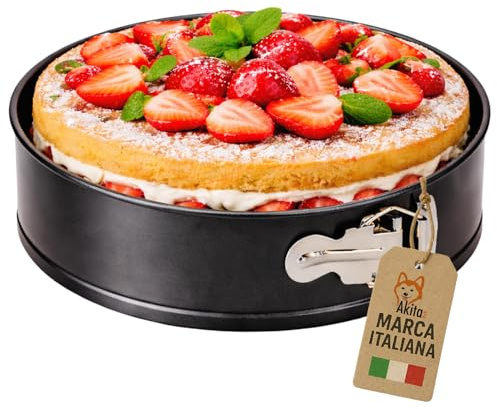 AKITAInk Tortiera a Cerniera Antiaderente da 18 a 28 cm - Stampo per Dolci Apribile, Ideale per Cheesecake, Torte e Preparazioni da Forno (28 cm)
