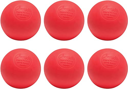 Champion Sports Official Size Rubber Lacrosse Ball, Red (6-Pack)