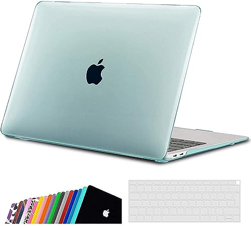 iNeseon Hülle Kompatibel mit MacBook Air 13 Zoll (A2337 M1 A2179 A1932), Plastik Case Cover Hartschale Schutzhülle + Tastaturschutz für MacBook Air 13 Retina Released 2018-2021, Minzgrün