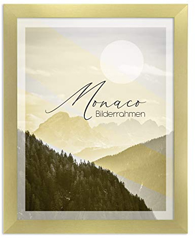 BIRAPA Monaco Bilderrahmen 33x98 cm Gold Geschliffen - Bilderrahmen Metall Optik, Alu Gebürstet Rahmen, Posterrahmen, Wechselrahmen