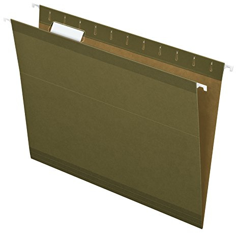 Pendaflex Carpetas colgantes reforzadas, tamaño carta, verde estándar, corte 1/5, incluye pestañas e insertos, caja de 25 unidades (41521AMZ)