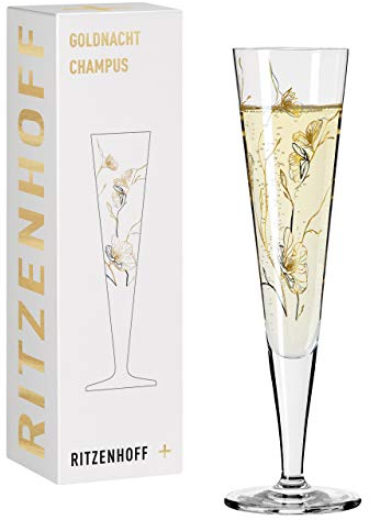 RITZENHOFF Notte 7 Bicchiere da Champagne, 200 milliliters, Glass, Oro, Nero