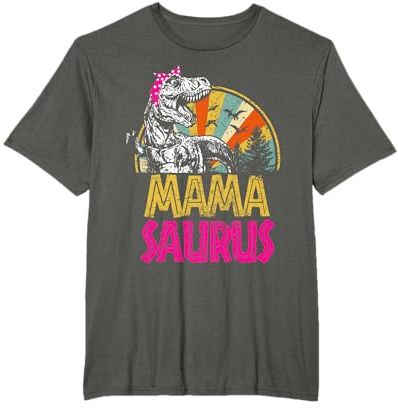 Mamasaurus t rex dinosauro divertente mamma sauro Maglietta