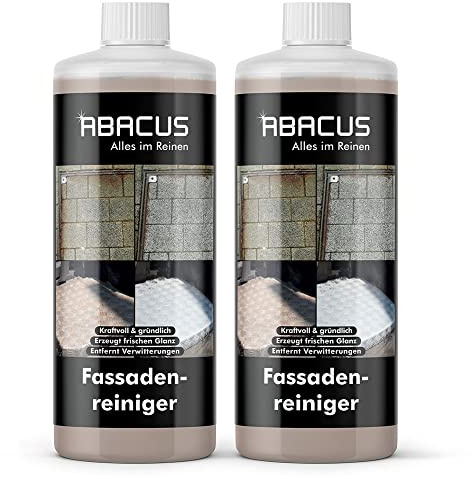 ABACUS® Mauerreiniger Hochkonzentrat, Mauerwerkreiniger - alternative zu Sandstrahlung, Ziegelreiniger, Betonreiniger, Fassadenreiniger, Steinreiniger – Fassadenreiniger 2x 1000 ml (7691.2)
