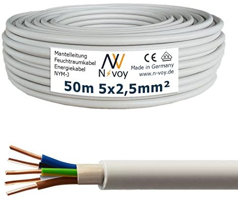 NYM-J 5x2,5 mm² 50m Mantelleitung Installationskabel Stromkabel nach DIN VDE 0250 M20