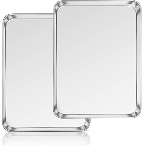 Homikit Backblech 2er Set, Edelstahl Kuchenblech Ofenblech, Rechteckige Backofenblech zum Backen Braten Servieren, Gesund, Spülmaschinenfest, 31 x 24 x 2,5 cm